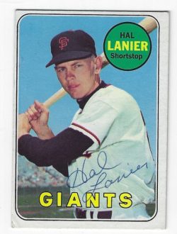 Autographed HAL LANIER San Francisco Giants 1969 Topps Card