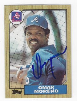 Autographed OMAR MORENO Atlanta Braves 1987 Topps Card