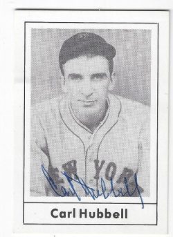 Autographed CARL HUBBELL New York Giants 1978 Grand Slam Card