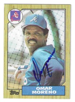 Autographed OMAR MORENO Atlanta Braves 1987 Topps Card