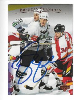 Autographed 1995-96 Upper Deck Brendan Shanahan Harford Whalers Hockey Card #184