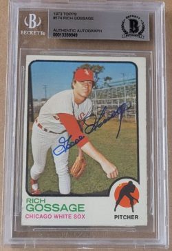 Autographed 1973 Topps Rich Gossage White Sox  Rookie Card #174 Beckett Slabbed