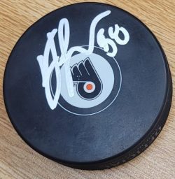 Autographed TANNER LACZYNSKI Philadelphia Flyers Hockey Puck