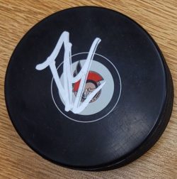 Autographed BRADY TKACHUK Ottawa Senators Hockey Puck