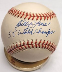 Autographed BILLY LOES "55 World Champs" Rawlings Official National League Baseball
