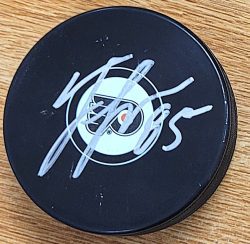 Autographed TANNER LACZYNSKI Philadelphia Flyers Hockey Puck