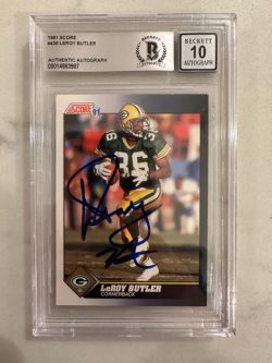 Autographed 1991 Leroy Butler Green Bay Packers Score FB #456 BAS Beckett slabbed