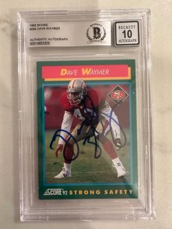 Autographed Dave Waymer San Francisco 49ers 1992 Score Card #294 Beckett Slabbed - 10