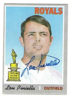 Autographed LOU PINIELLA Kansas City Royals 1970 Topps Card