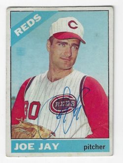 Autographed JOEY JAY Cincinnati Reds 1966 Topps Card