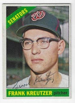 Autographed FRANK KREUTZER Washington Senators 1966 Topps Card