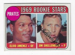 Autographed JIM SHELLENBACK Pittsburgh Pirates 1969 Topps Card