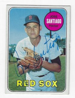 Autographed JOSE SANTIAGO Boston Red Sox 1969 Topps Card
