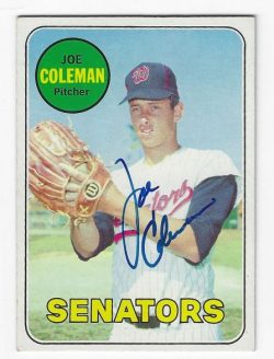 Autographed JOE COLEMAN Washington Senators 1969 Topps Card