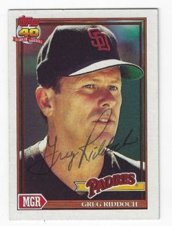 Autographed GREG RIDDOCH San Diego Padres 1991 Topps Card