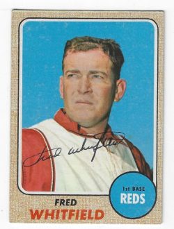 Autographed FRED WHITFIELD Cincinnati Reds 1968 Topps Card