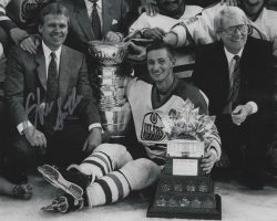 Autographed GLEN SATHER Edmonton Oilers 8x10 photo