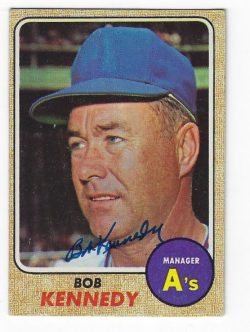 Autographed BOB KENNEDY Oakland A's 1968 Topps Card