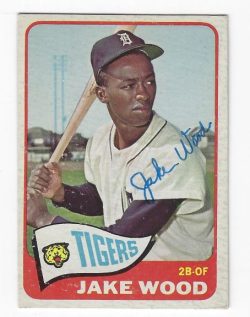 Autographed JAKE WOOD Detroit Tigers 1965 Topps Card