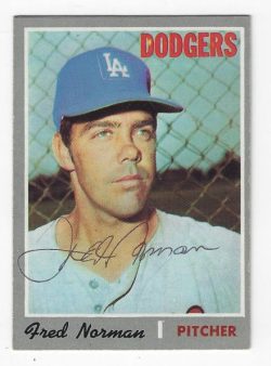 Autographed FRED NORMAN Los Angeles Dodgers 1970 Topps card