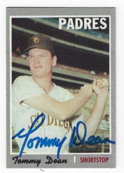 Autographed TOMMY DEAN San Diego Padres 1970 Topps Card