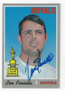 Autographed  LOU PINIELLA Kansas City Royals 1970 Topps Card
