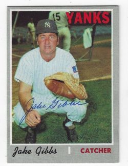 Autographed JAKE GIBBS New York Yankees 1970 Topps card