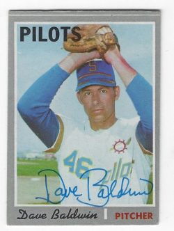 Autographed DAVE BALDWIN Seattle Pilots 1970 Topps Card