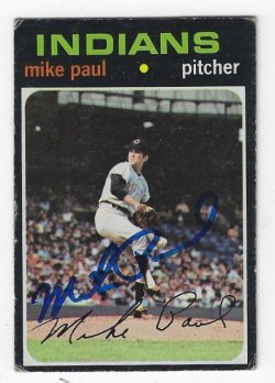 Autographed MIKE PAUL Cleveland Indians 1971 Topps card