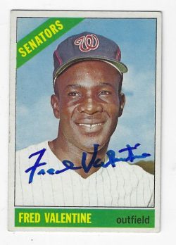 Autographed FRED VALENTINE Washington Senators 1966 Topps Card