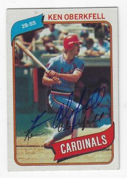 Autographed KEN OBERKFELL St. Louis Cardinals 1980 Topps Card