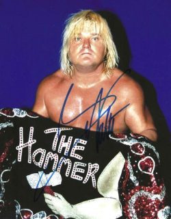 Autographed GREG "THE HAMMER " VALENTINE  WWF Hall of Famer 8X10 Wrestling Photo