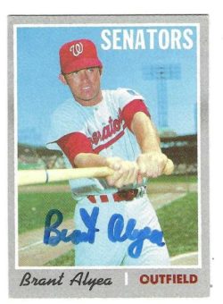 Autographed BRANT ALYEA Washington Senators 1970 Topps Card