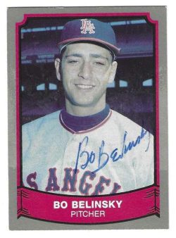 Autographed  BO BELINSKY California Angels 1989 Pacific Legends Card