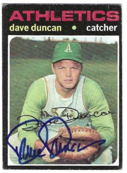 Autographed DAVE DUNCAN Oakland A's 1971 Topps Card