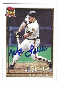 Autographed MIKE LAVALLIERE Pittsburgh Pirates 1991 Topps Card