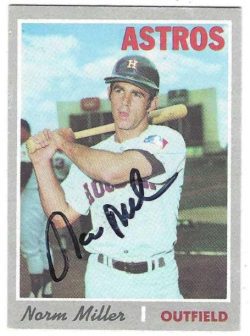 Autographed NORM MILLER Houston Astros 1970 Topps Card