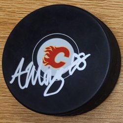 Autographed ANDREW MANGIAPANE Calgary Flames Hockey Puck