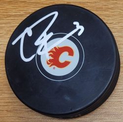 Autographed CONNOR MACKEY Calgary Flames Hockey Puck