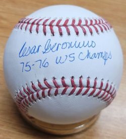 Autographed CESAR GERONIMO "75-76 WS Champs"  Official Major League Baseball Beckett