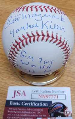 Autographed Bill Mazeroski "Yankee Killer" Official Major League Baseball  JSA