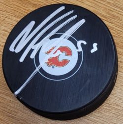 Autographed NOAH HANIFIN Calgary Flames Hockey Puck
