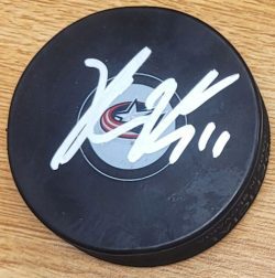 Autographed KENT JOHNSON Columbus Blue Jackets Hockey Puck