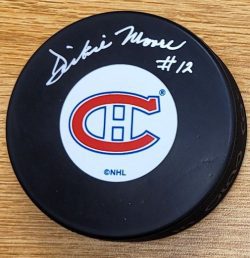 AUTOGRAPHED DICKIE MOORE Montreal Canadiens Hockey Puck