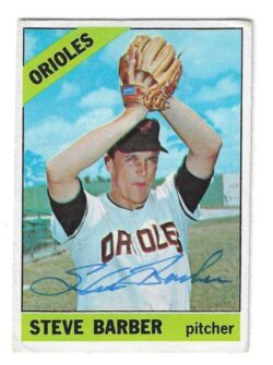 Autographed STEVE BARBER Baltimore Orioles 1966 Topps Card