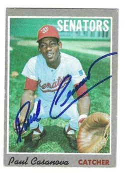 Autographed PAUL CASANOVA Washington Senators 1970 Topps Card
