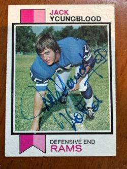 Autographed 1973 Jack Youngblood Los Angeles Rams Topps Rookie Card #343 w/ COA