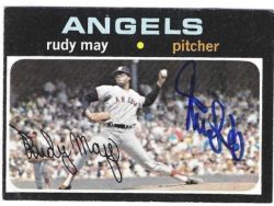 Autographed RUDY MAY California Angels 1971 Topps Card