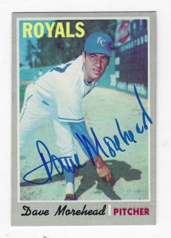 Autographed DAVE MOREHEAD Kansas City Royals 1970 Topps Card