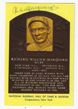 Autographed Rube Marquard  Hall of Fame Gold Plaque